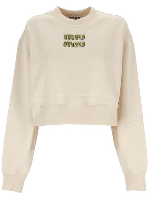 Sweatshirt with sequined logo Miu Miu | MJL984S-OOO14AQF066V